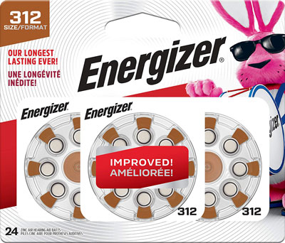 8. Energizer Hearing Aid Batteries Size 312 (24 Battery Count)