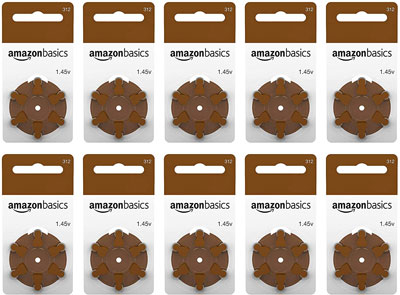 9. AmazonBasics Pack of 60 Hearing Aid Batteries