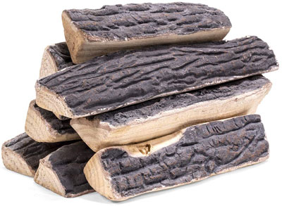 10. Barton Fireplace Decoration Ceramic Logs Set, 8-Piece