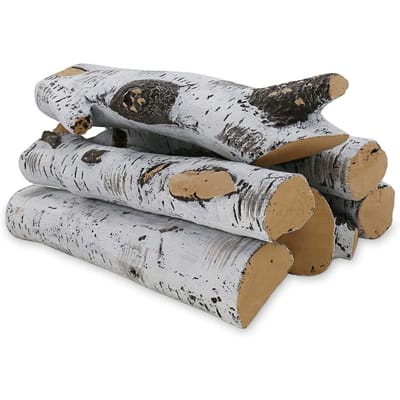 QuliMetal Ceramic White Birch Wood Log
