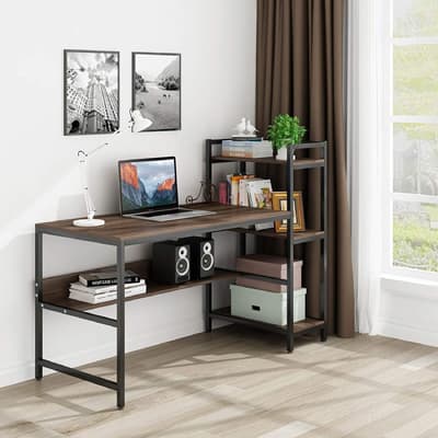 Tower Computer Desk with 4 Storage Shelves