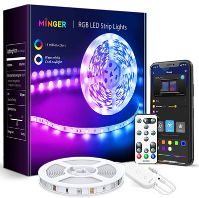 7. MINGER Adjustable LED Strip Lights